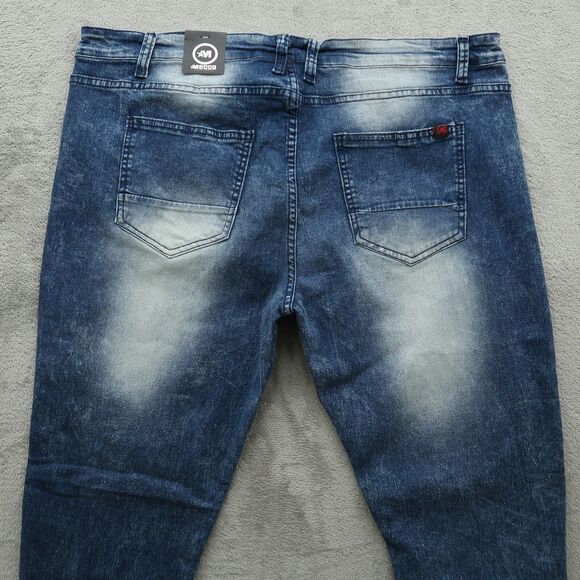 Mecca Moto Jeans Men's 40X32 Blue Stretch Fit Denim Zip Fly Acid Wash New NWT - Picture 10 of 13